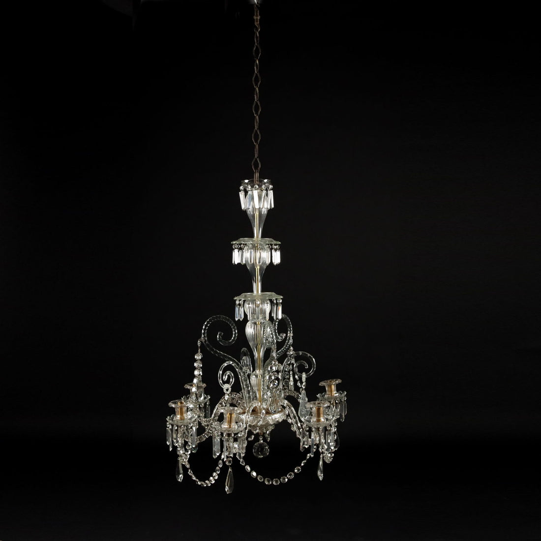 Ancient Chandelier in Glass with 6 Lights from the XIX Century - Italy, Second Half XIX Century | Antiques  Lighting