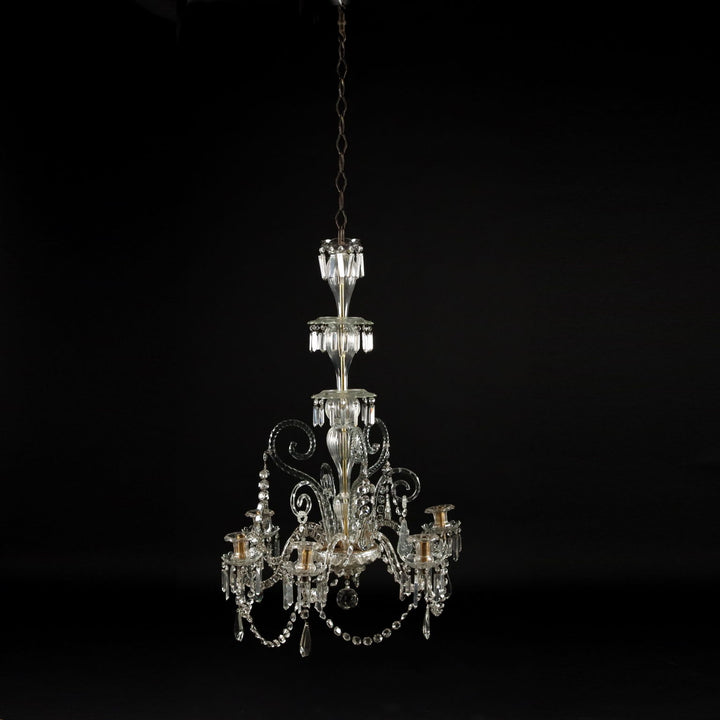Ancient Chandelier in Glass with 6 Lights from the XIX Century - Italy, Second Half XIX Century | Antiques  Lighting