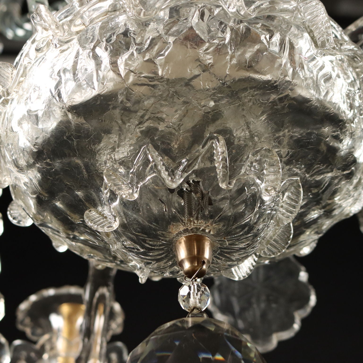 Ancient Chandelier in Glass with 6 Lights from the XIX Century - Italy, Second Half XIX Century | Antiques  Lighting