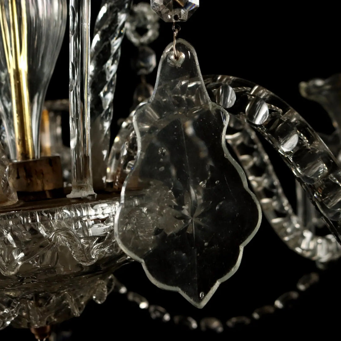 Ancient Chandelier in Glass with 6 Lights from the XIX Century - Italy, Second Half XIX Century | Antiques | Lighting