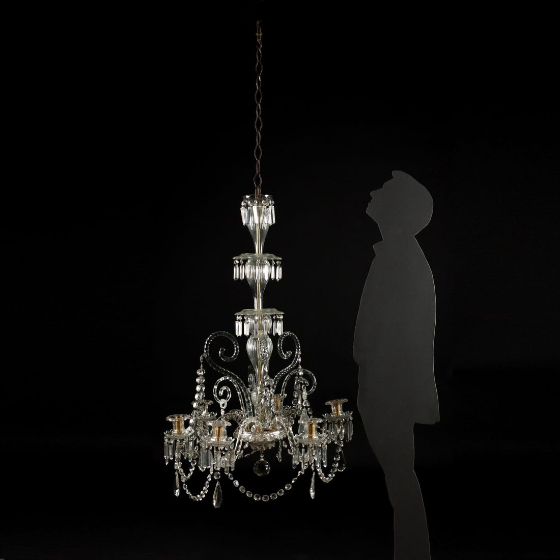 Ancient Chandelier in Glass with 6 Lights from the XIX Century - Italy, Second Half XIX Century | Antiques  Lighting