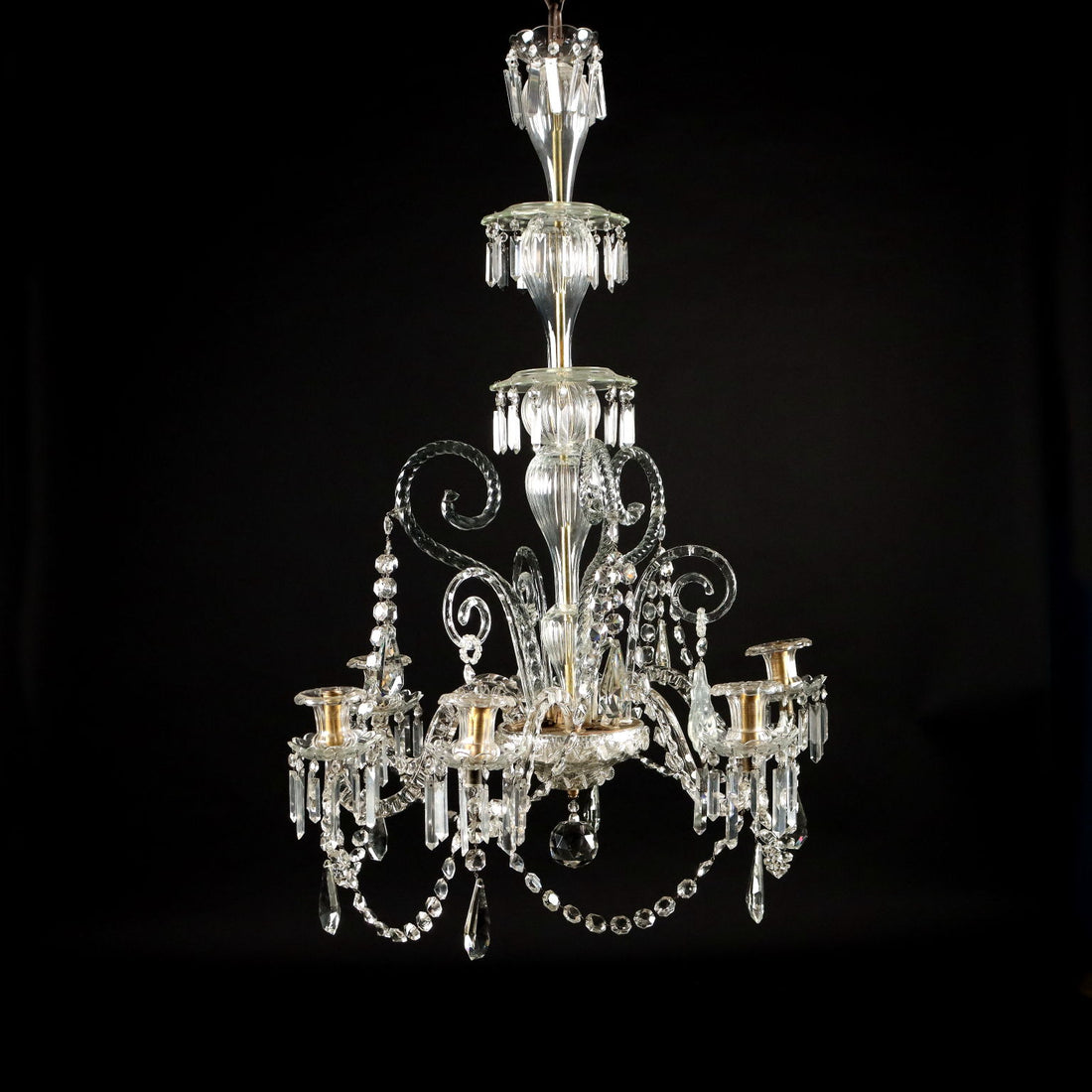 Ancient Chandelier in Glass with 6 Lights from the XIX Century - Italy, Second Half XIX Century | Antiques  Lighting