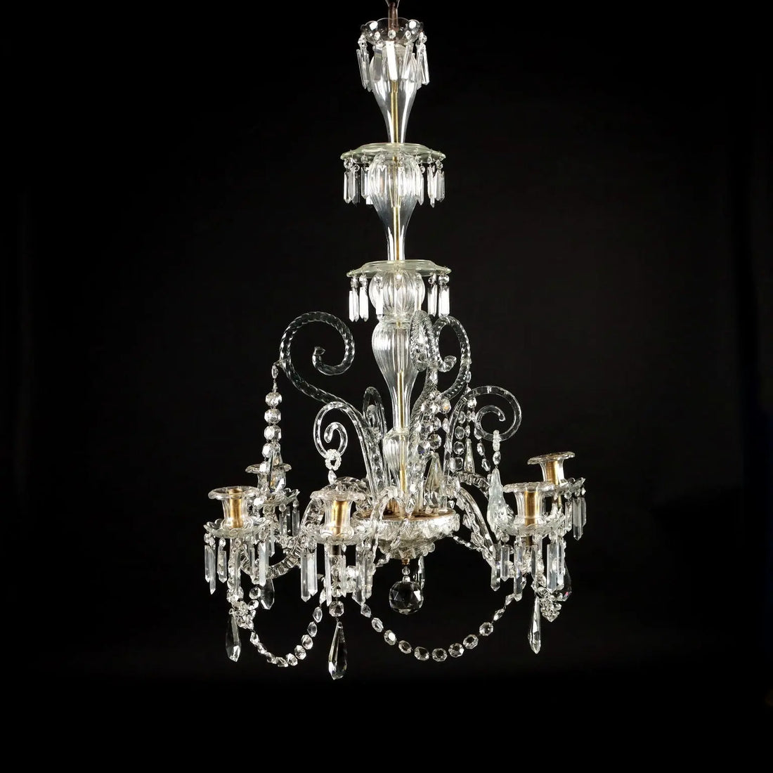 Ancient Chandelier in Glass with 6 Lights from the XIX Century - Italy, Second Half XIX Century | Antiques | Lighting