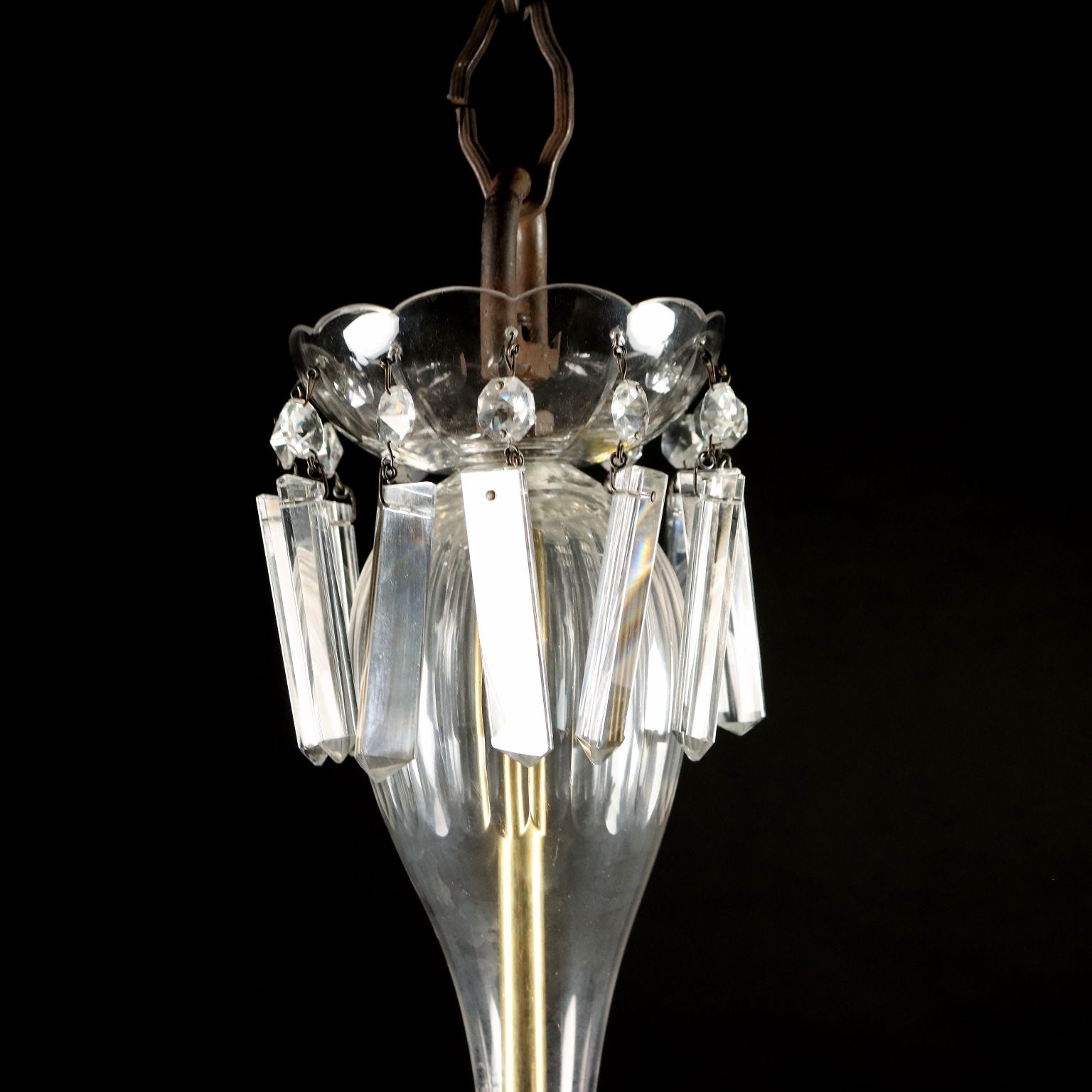 Ancient Chandelier in Glass with 6 Lights from the XIX Century - Italy, Second Half XIX Century | Antiques  Lighting