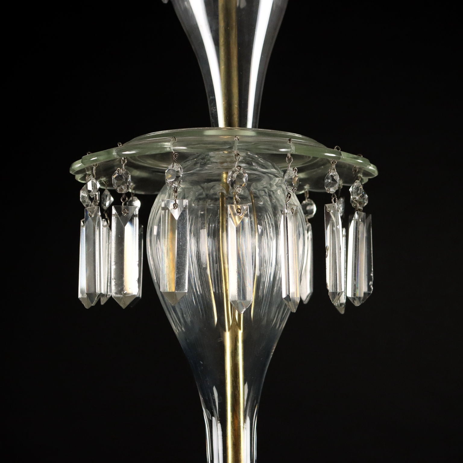 Ancient Chandelier in Glass with 6 Lights from the XIX Century - Italy, Second Half XIX Century | Antiques  Lighting