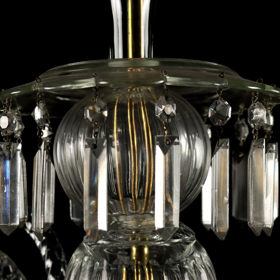 Ancient Chandelier in Glass with 6 Lights from the XIX Century - Italy, Second Half XIX Century | Antiques  Lighting