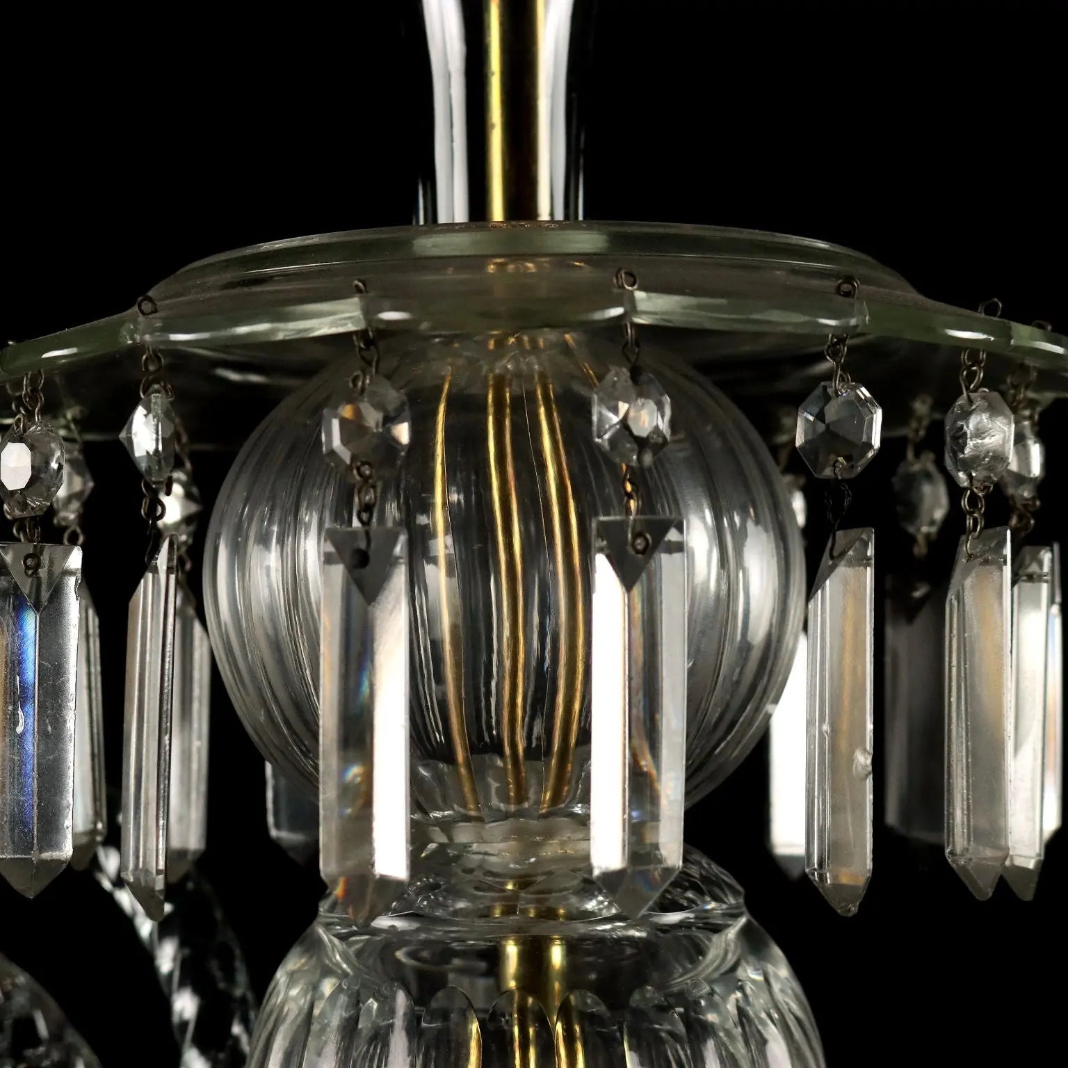 Ancient Chandelier in Glass with 6 Lights from the XIX Century - Italy, Second Half XIX Century | Antiques | Lighting