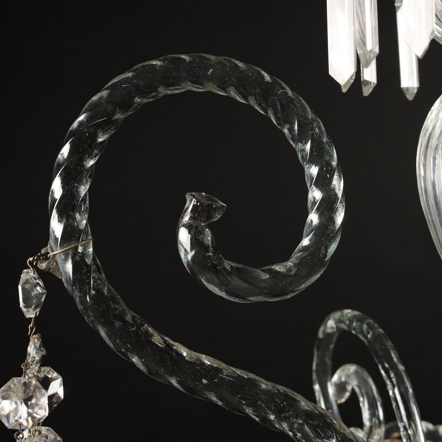 Ancient Chandelier in Glass with 6 Lights from the XIX Century - Italy, Second Half XIX Century | Antiques  Lighting