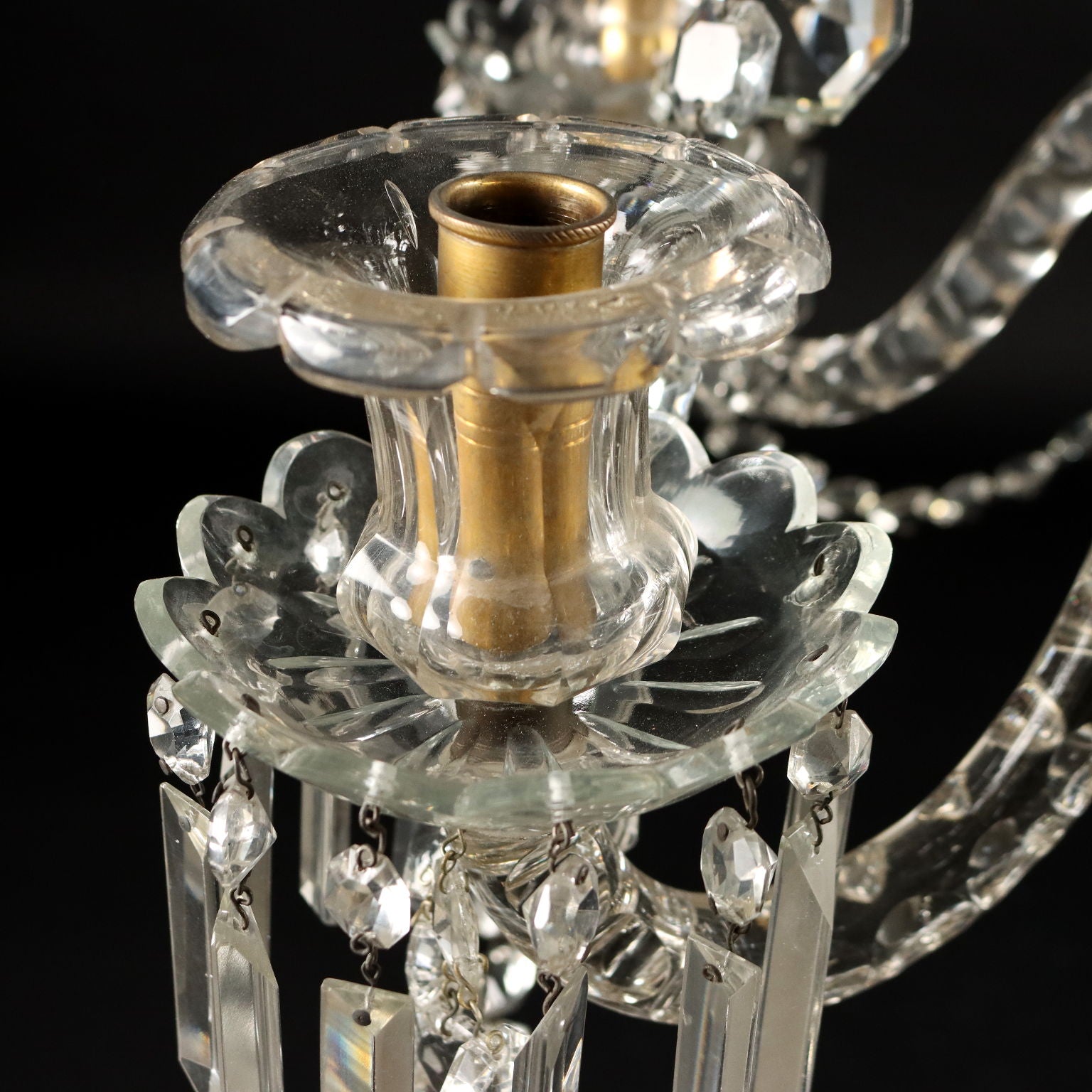 Ancient Chandelier in Glass with 6 Lights from the XIX Century - Italy, Second Half XIX Century | Antiques  Lighting