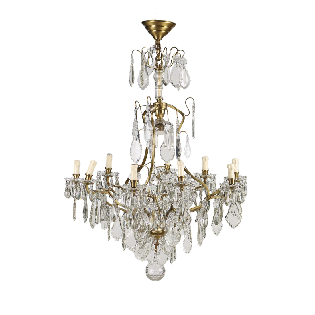 Antique Chandelier Brass Glass Italy XX Century | Antiques  Lighting