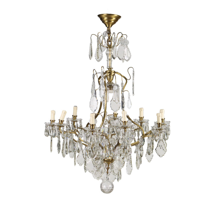 Antique Chandelier Brass Glass Italy XX Century | Antiques  Lighting