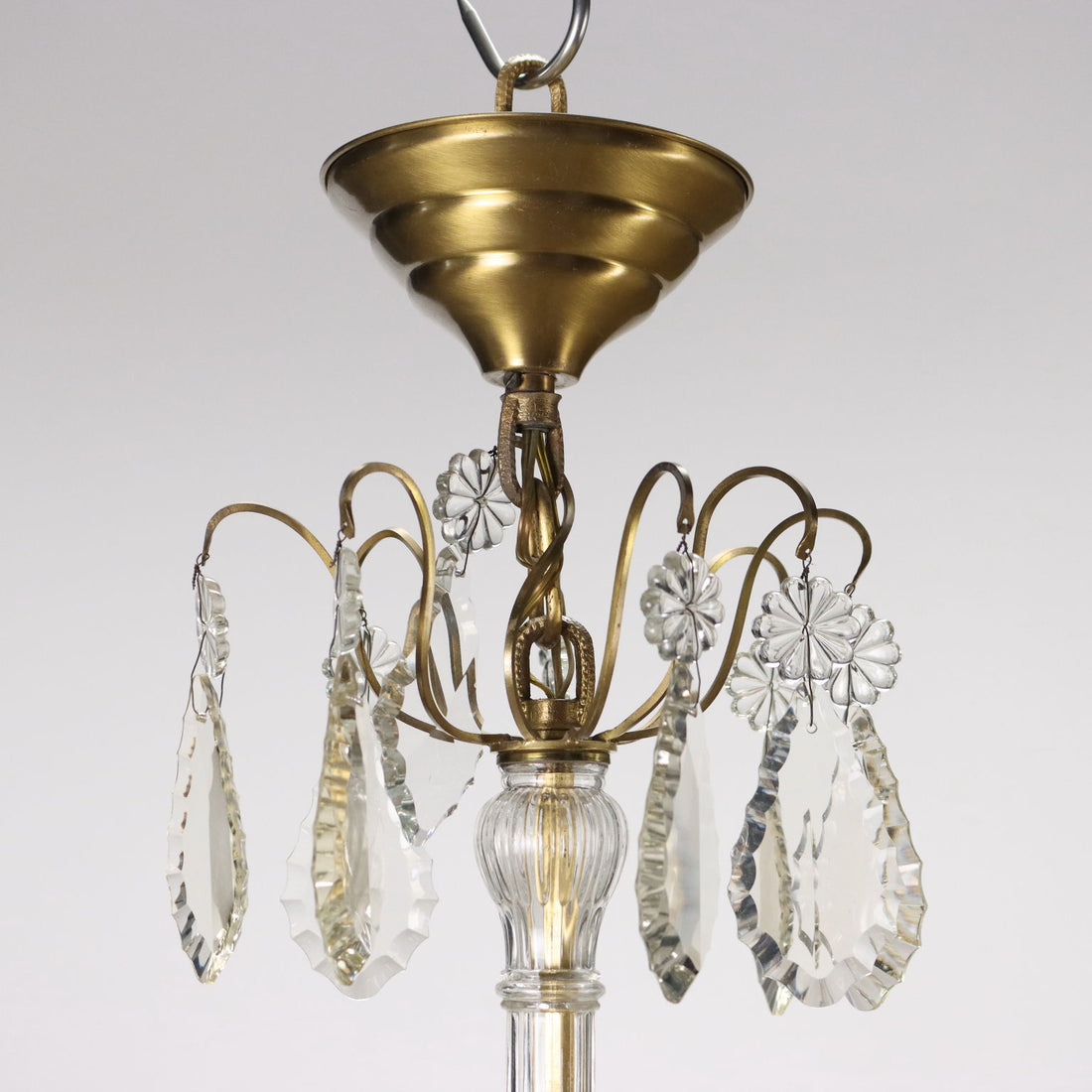 Antique Chandelier Brass Glass Italy XX Century | Antiques  Lighting