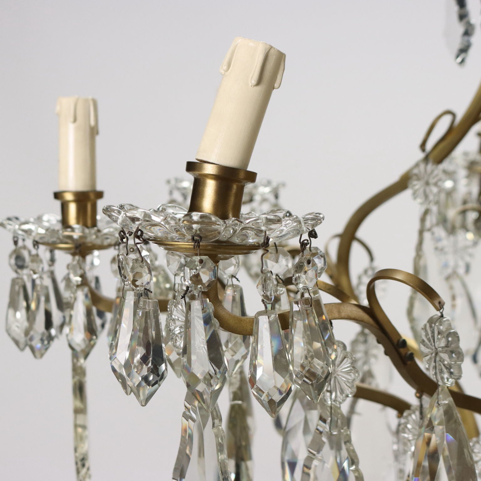 Antique Chandelier Brass Glass Italy XX Century | Antiques  Lighting