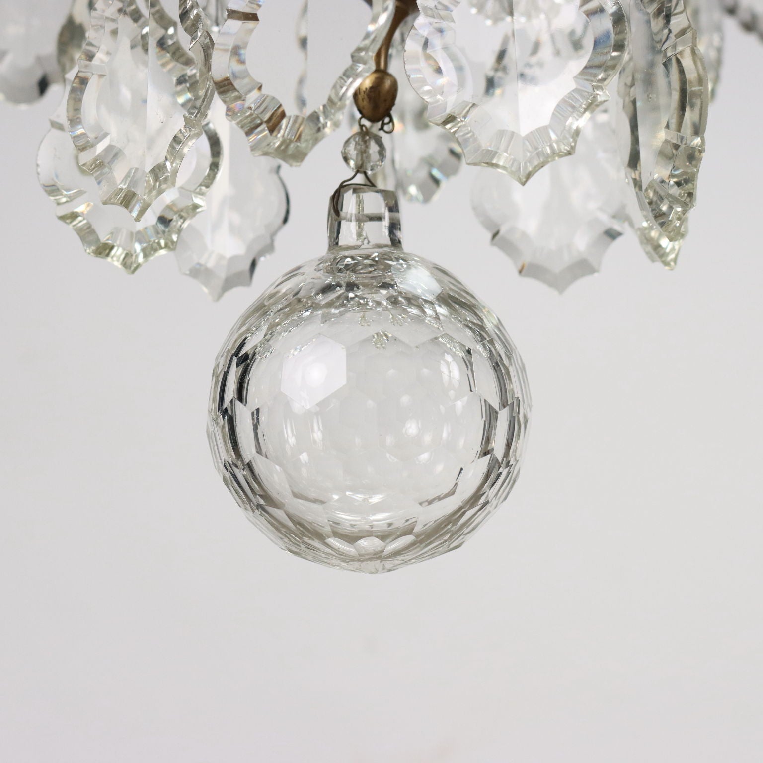 Antique Chandelier Brass Glass Italy XX Century | Antiques  Lighting