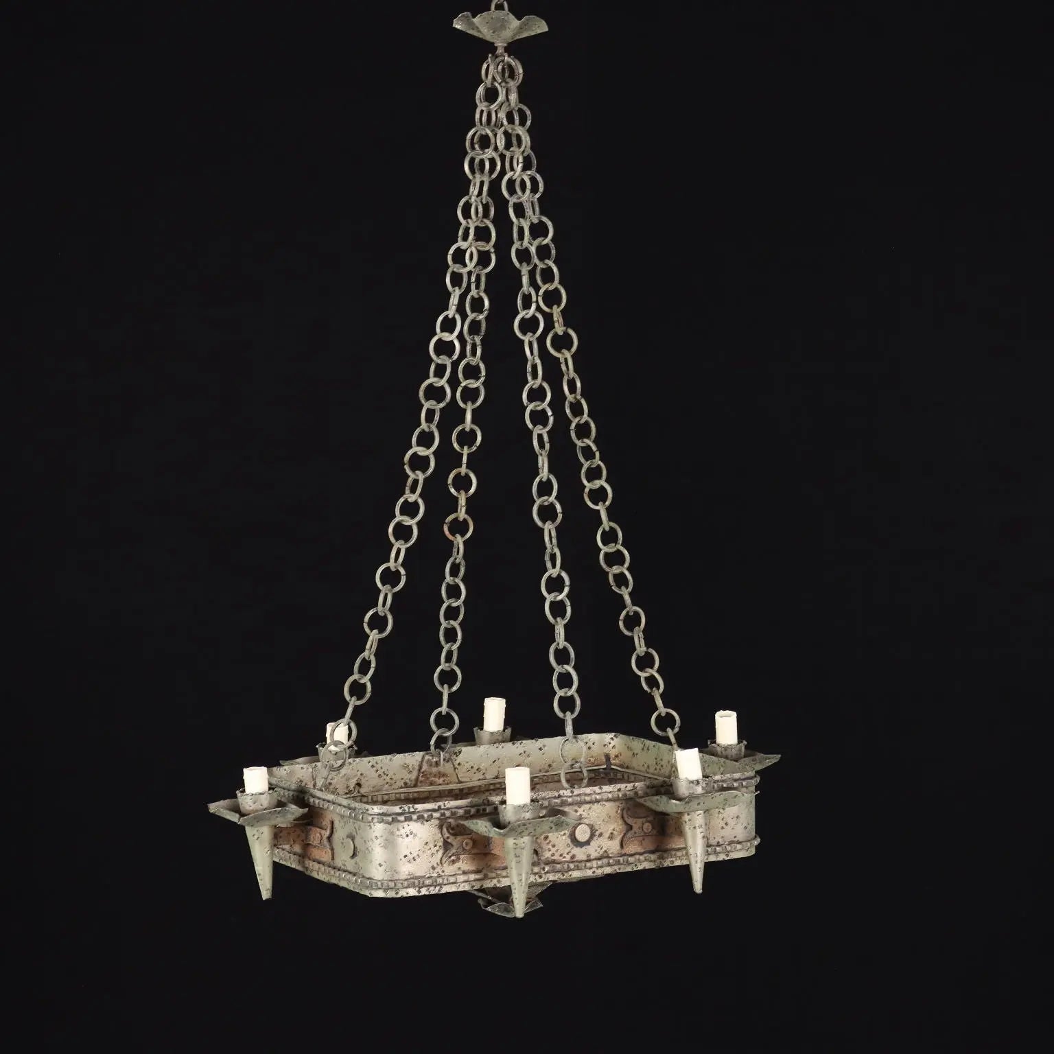 Antique Chandelier Metal 6 Lights Italy XX Century - Italy 20th century | Antiques | Lighting