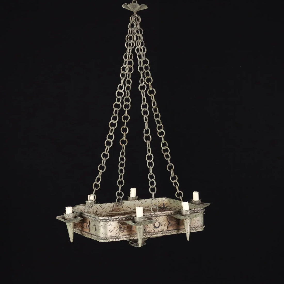 Antique Chandelier Metal 6 Lights Italy XX Century - Italy 20th century | Antiques | Lighting