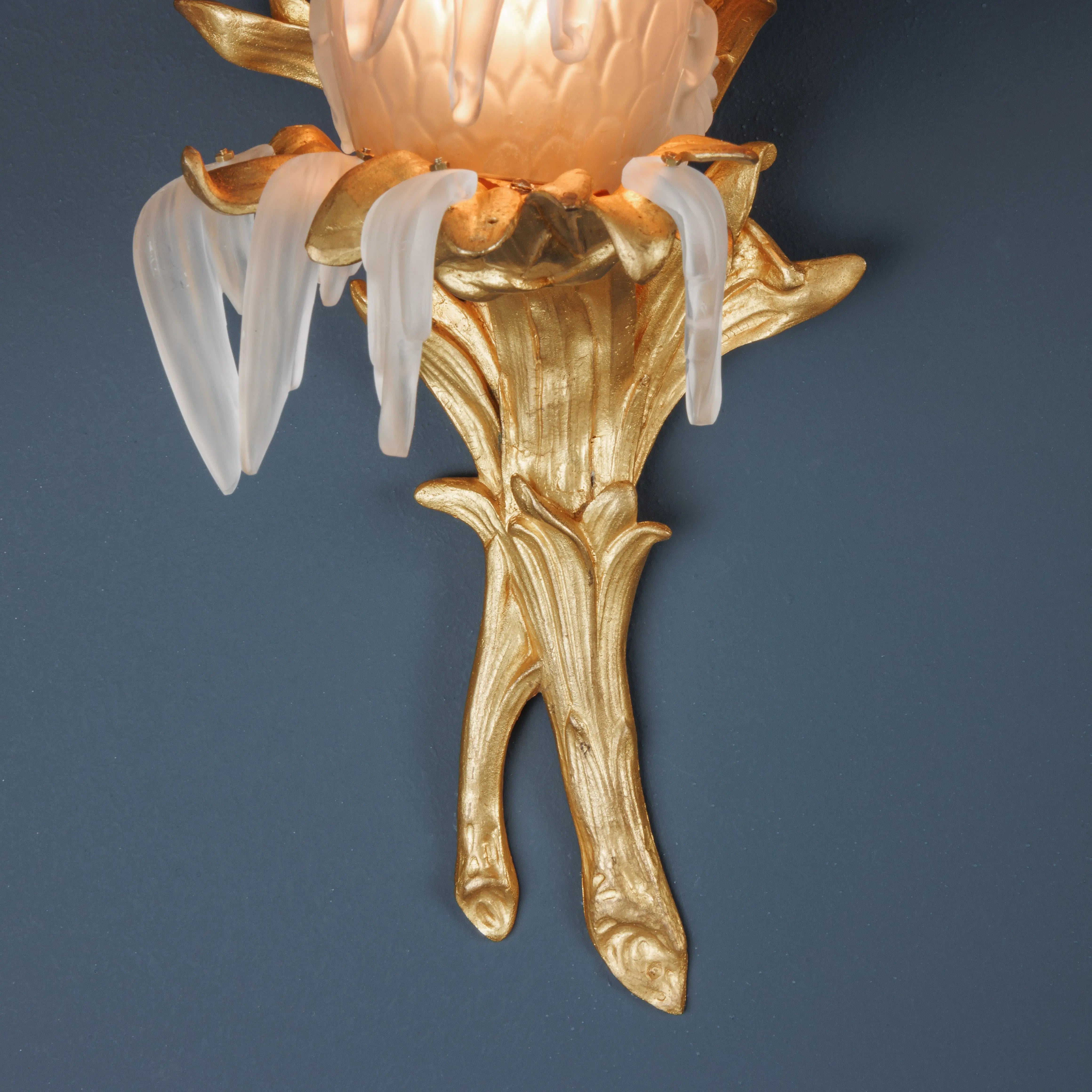 Pair of Antique Art Nouveau Wall Lamps Bronze Italy XX Century - France, Early XX Century | Antiques | Lighting