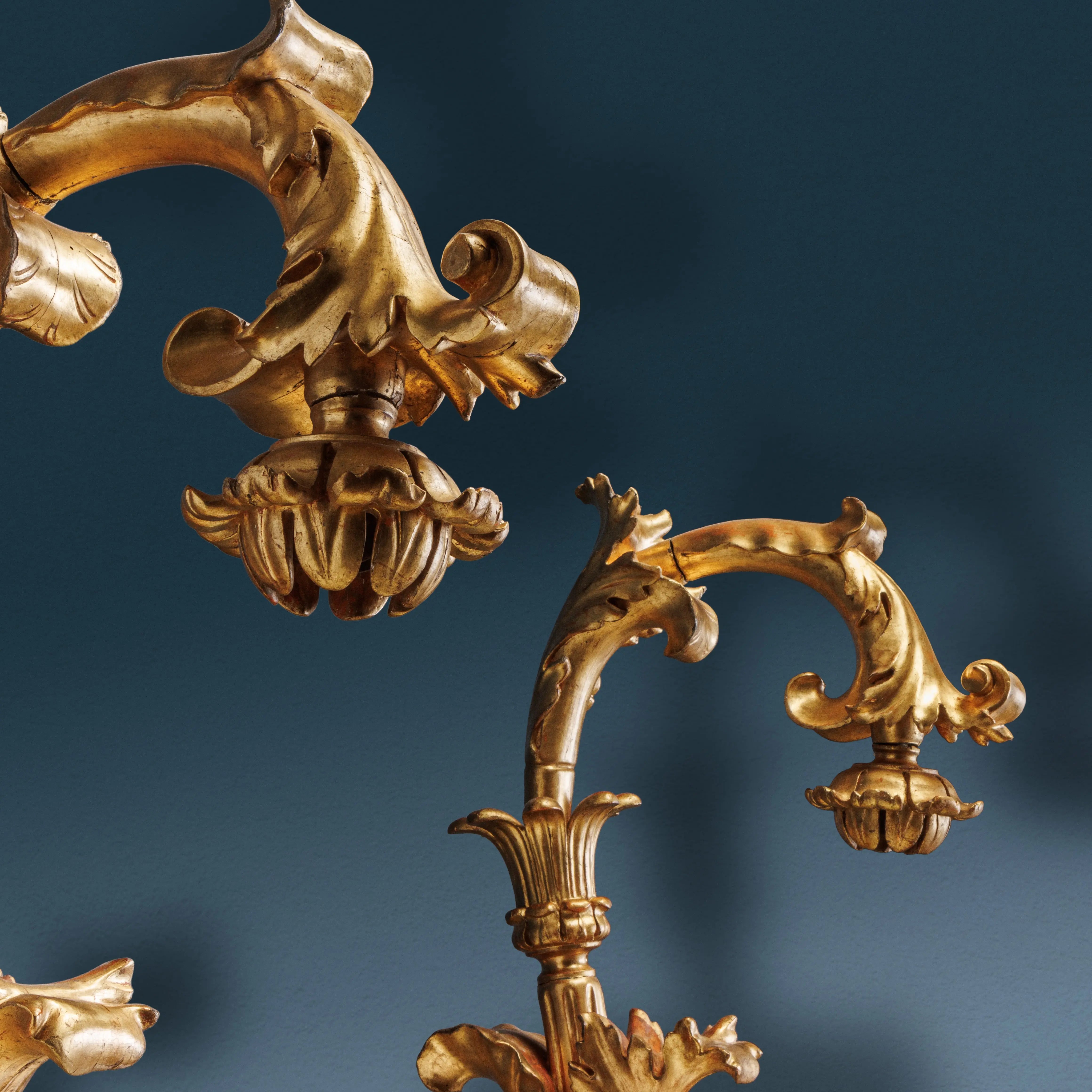 Antique Baroque Lantern Holders Gilded Wood Italy XVIII Century - Lombardy, Early XVIII Century | Antiques | Lighting