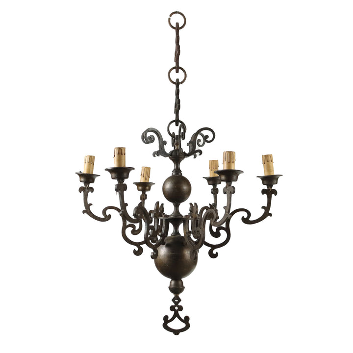 Antique 6-Light Chandelier Bronze Netherlands XVIII Century - Netherlands, XVIII Century | Antiques  Lighting