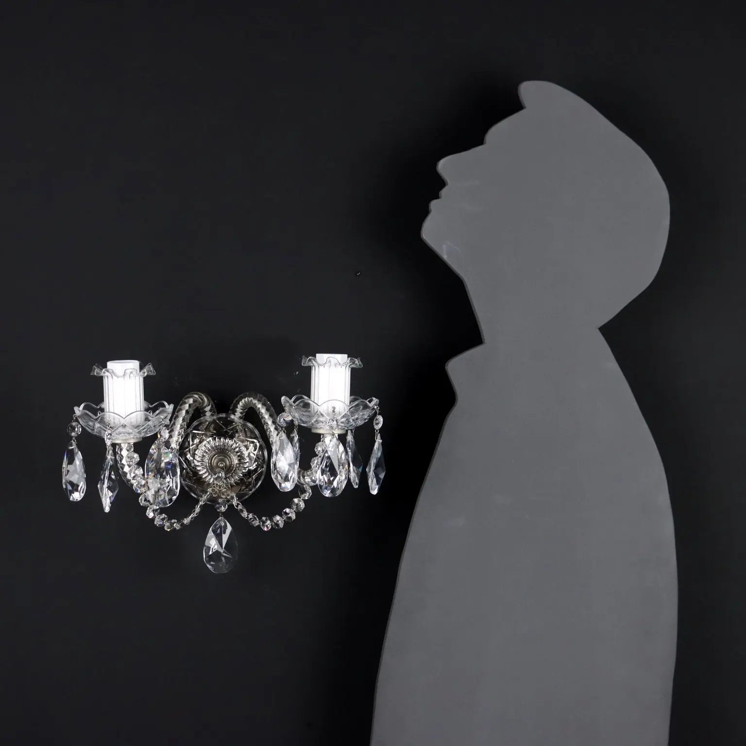 Ancient 2 Lights Wall Lamp '900 Bobeches Crystal Pendents Lights - Italy, XX Century | Antiques | Lighting