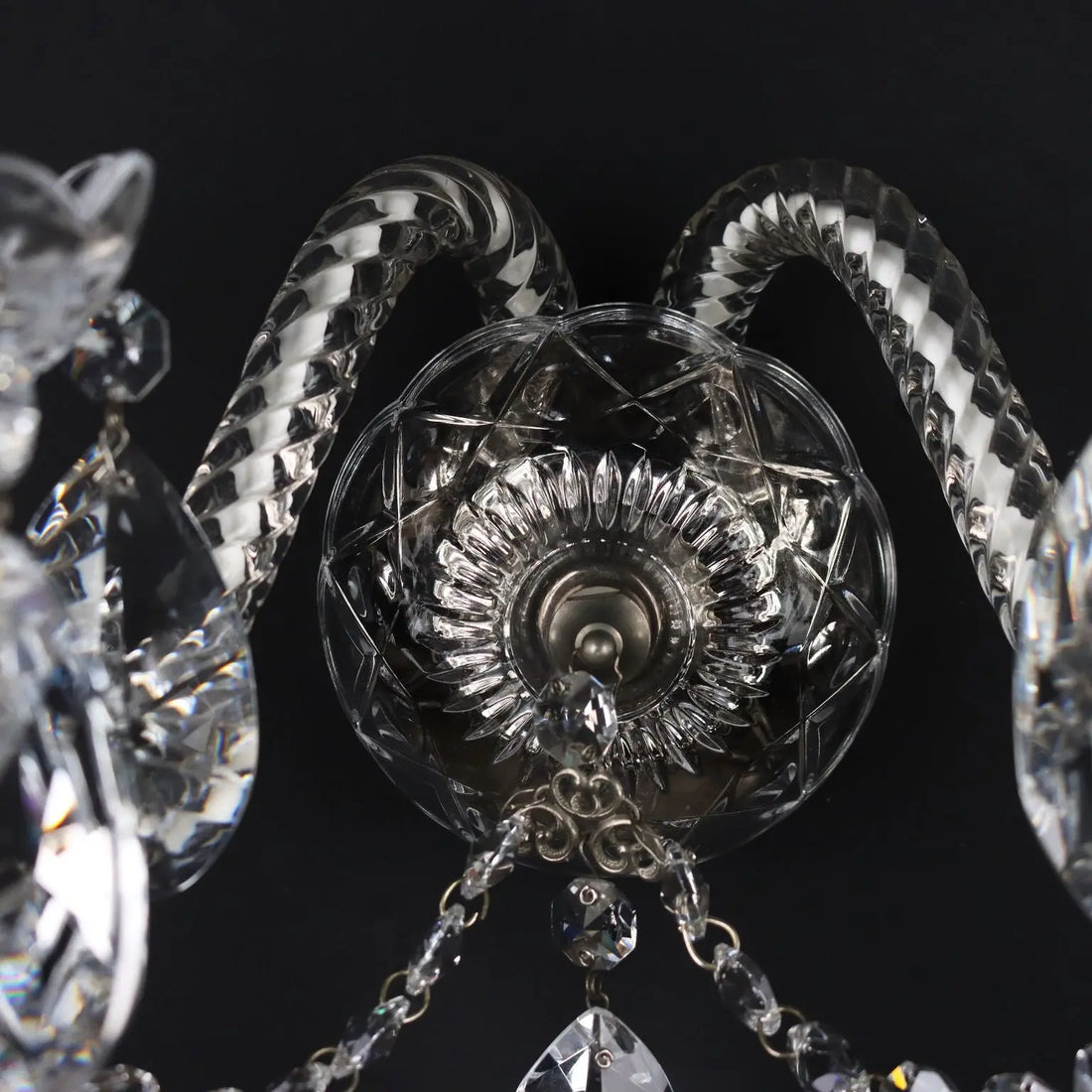 Ancient 2 Lights Wall Lamp '900 Bobeches Crystal Pendents Lights - Italy, XX Century | Antiques | Lighting