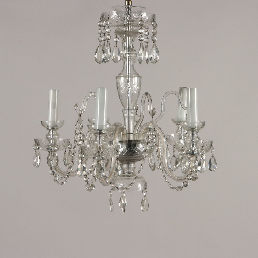 Ancient 5 Lights Chandelier '900 Bohemian Crystal Lighting - Czech Republic 20th Century | Antiques  Lighting