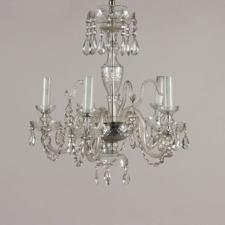Ancient 5 Lights Chandelier '900 Bohemian Crystal Lighting - Czech Republic 20th Century | Antiques  Lighting