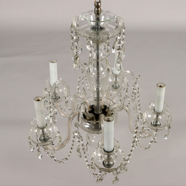 Ancient 5 Lights Chandelier '900 Bohemian Crystal Lighting - Czech Republic 20th Century | Antiques  Lighting
