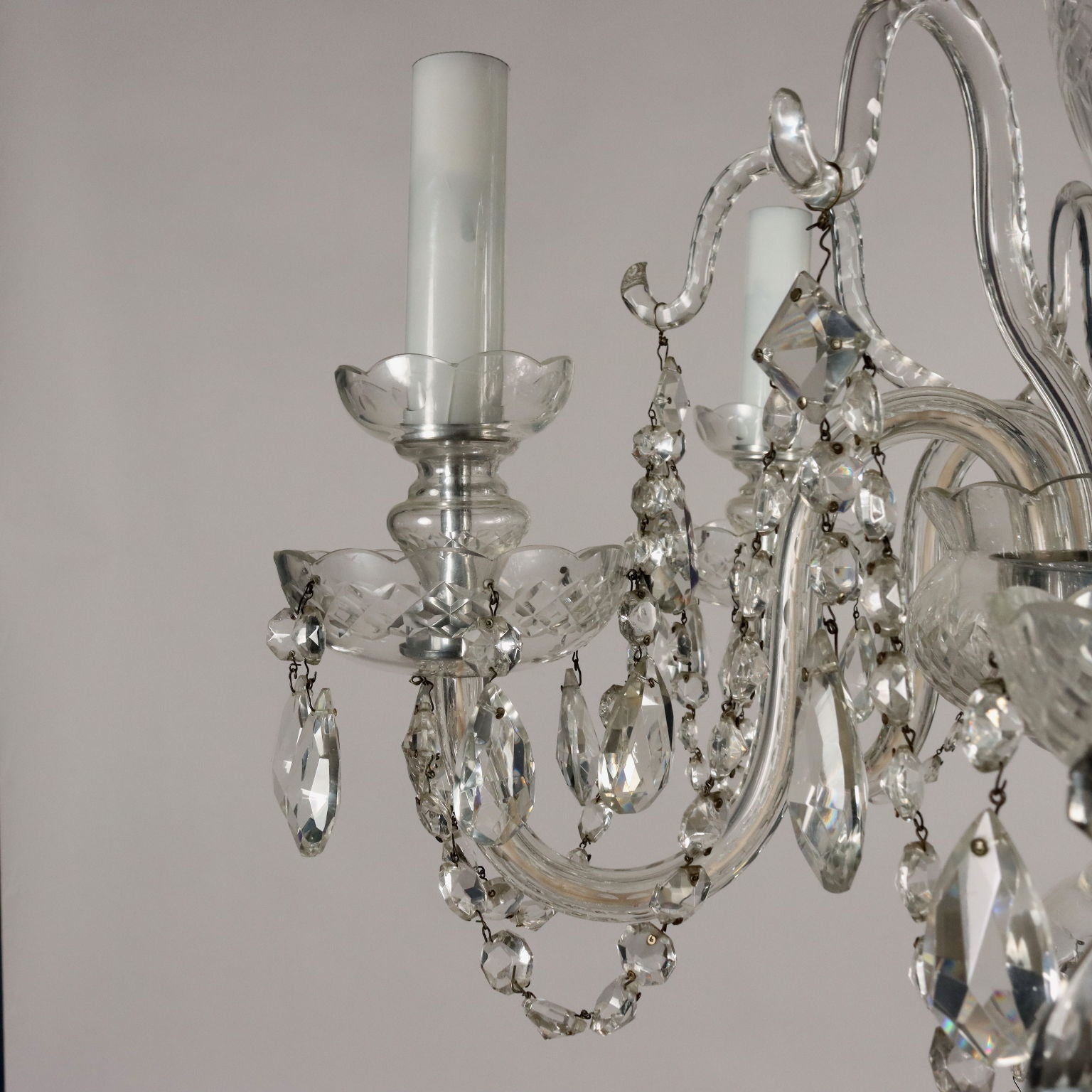 Ancient 5 Lights Chandelier '900 Bohemian Crystal Lighting - Czech Republic 20th Century | Antiques  Lighting