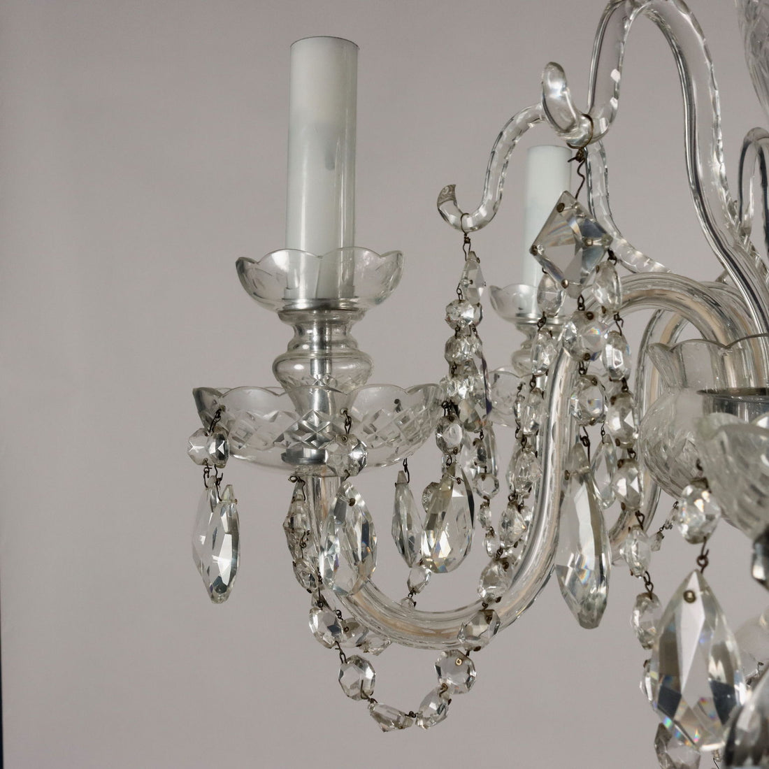 Ancient 5 Lights Chandelier '900 Bohemian Crystal Lighting - Czech Republic 20th Century | Antiques  Lighting