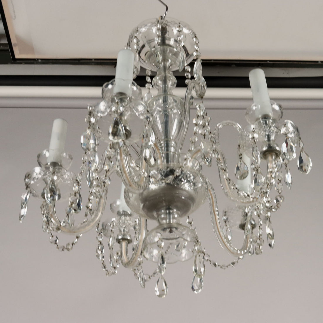 Ancient 5 Lights Chandelier '900 Bohemian Crystal Lighting - Czech Republic 20th Century | Antiques  Lighting