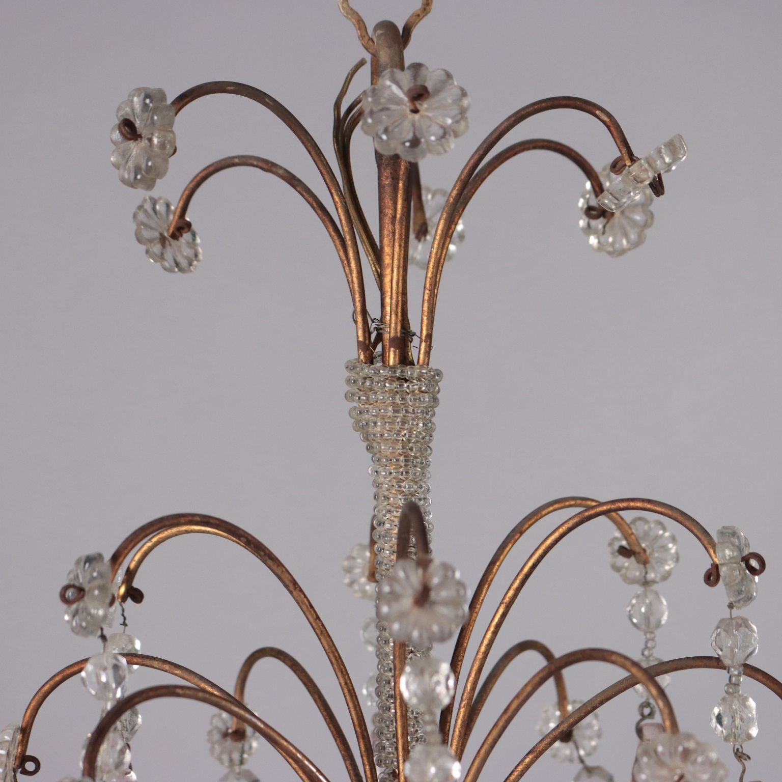 Antique 6 Light Chandelier Metal Glass Italy XX Century - Italy, Early XX Century | Antiques  Lighting