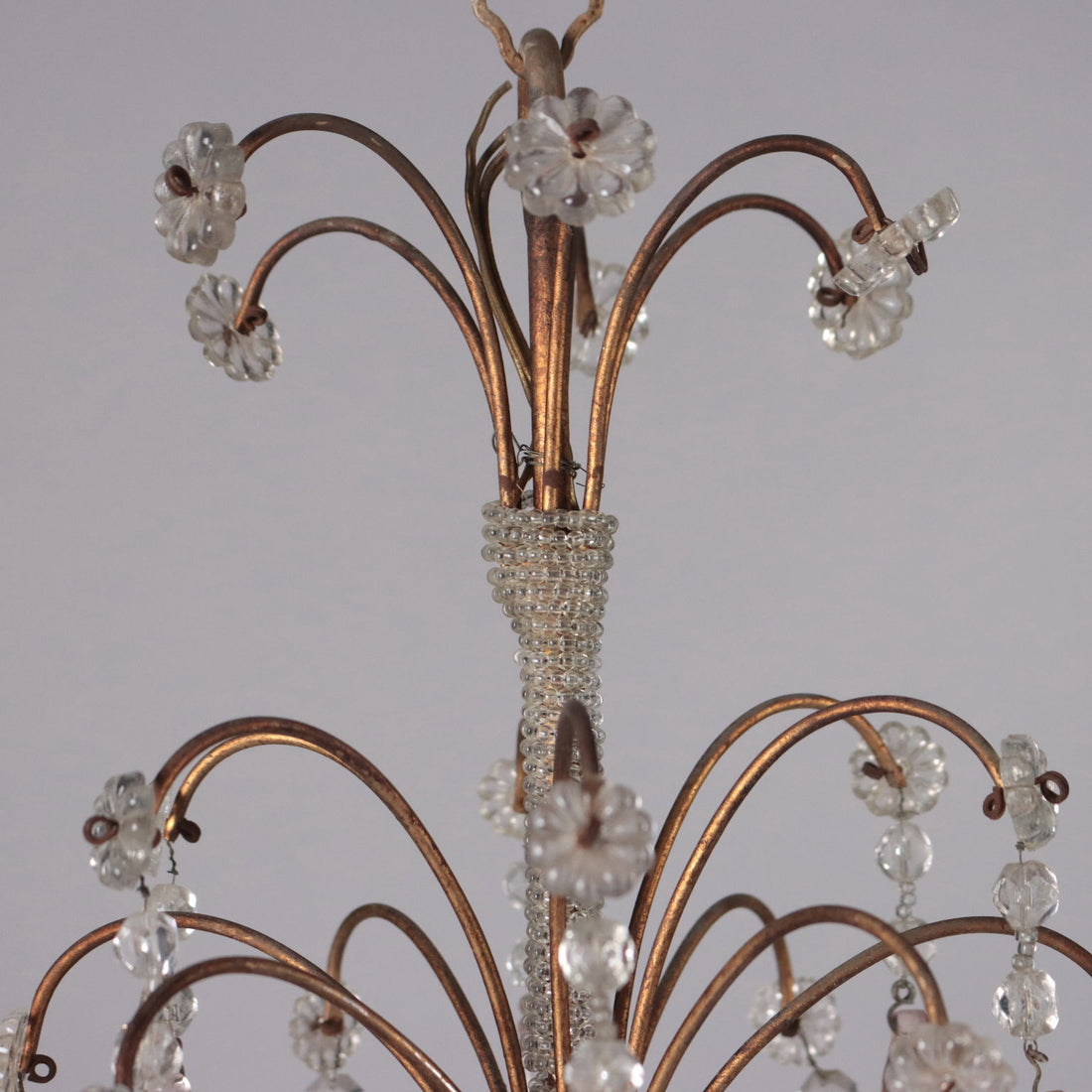 Antique 6 Light Chandelier Metal Glass Italy XX Century - Italy, Early XX Century | Antiques  Lighting