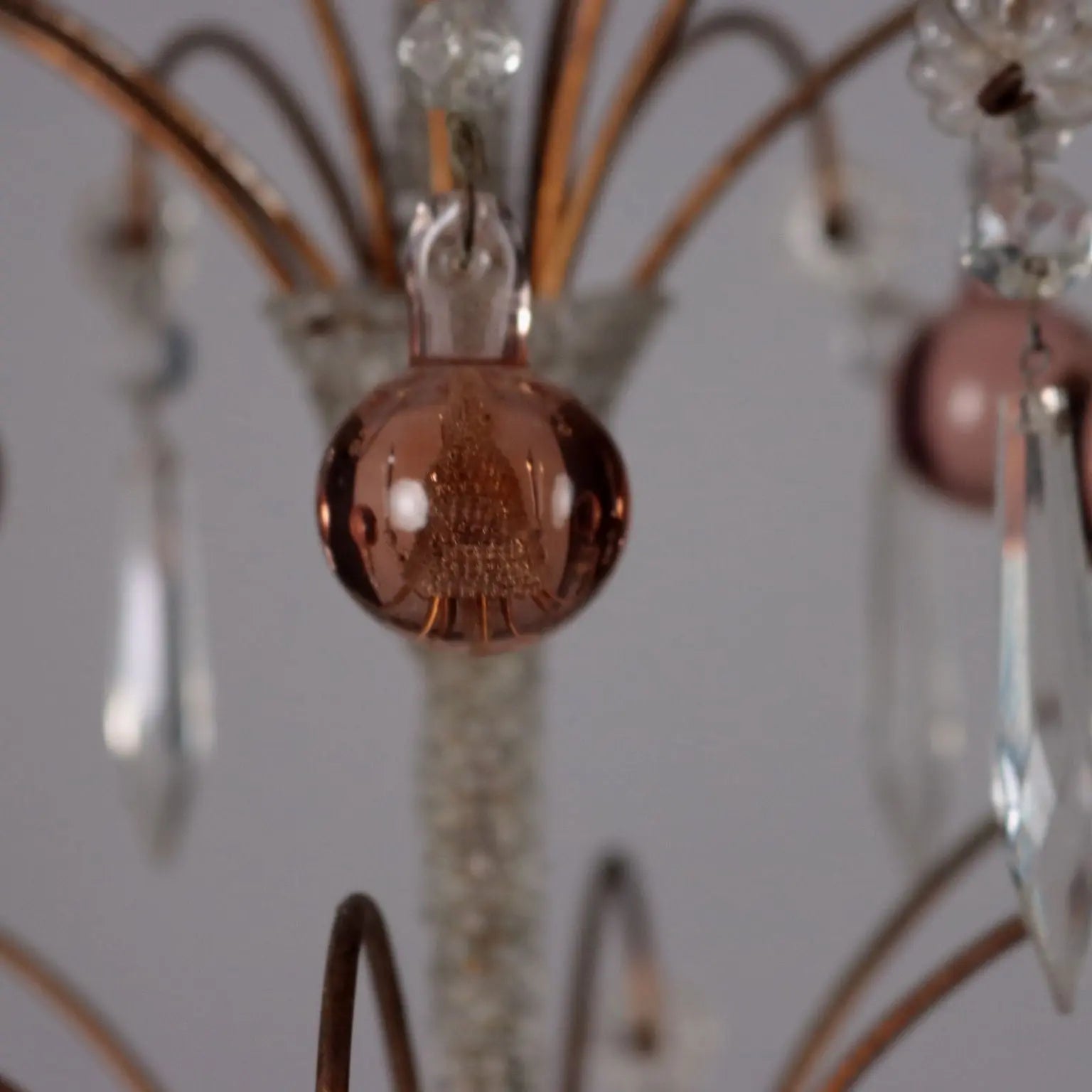 Antique 6 Light Chandelier Metal Glass Italy XX Century - Italy, Early XX Century | Antiques | Lighting