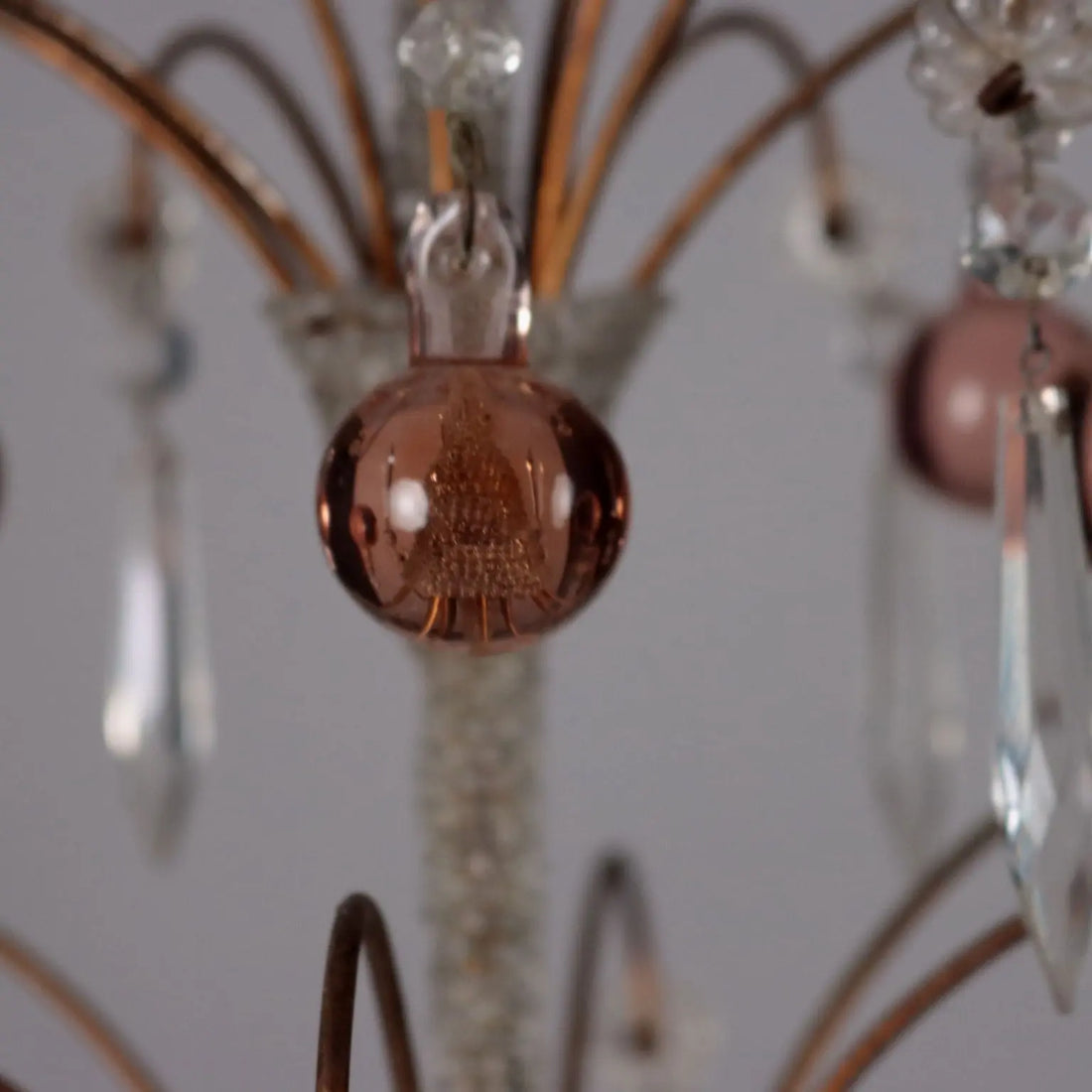 Antique 6 Light Chandelier Metal Glass Italy XX Century - Italy, Early XX Century | Antiques | Lighting