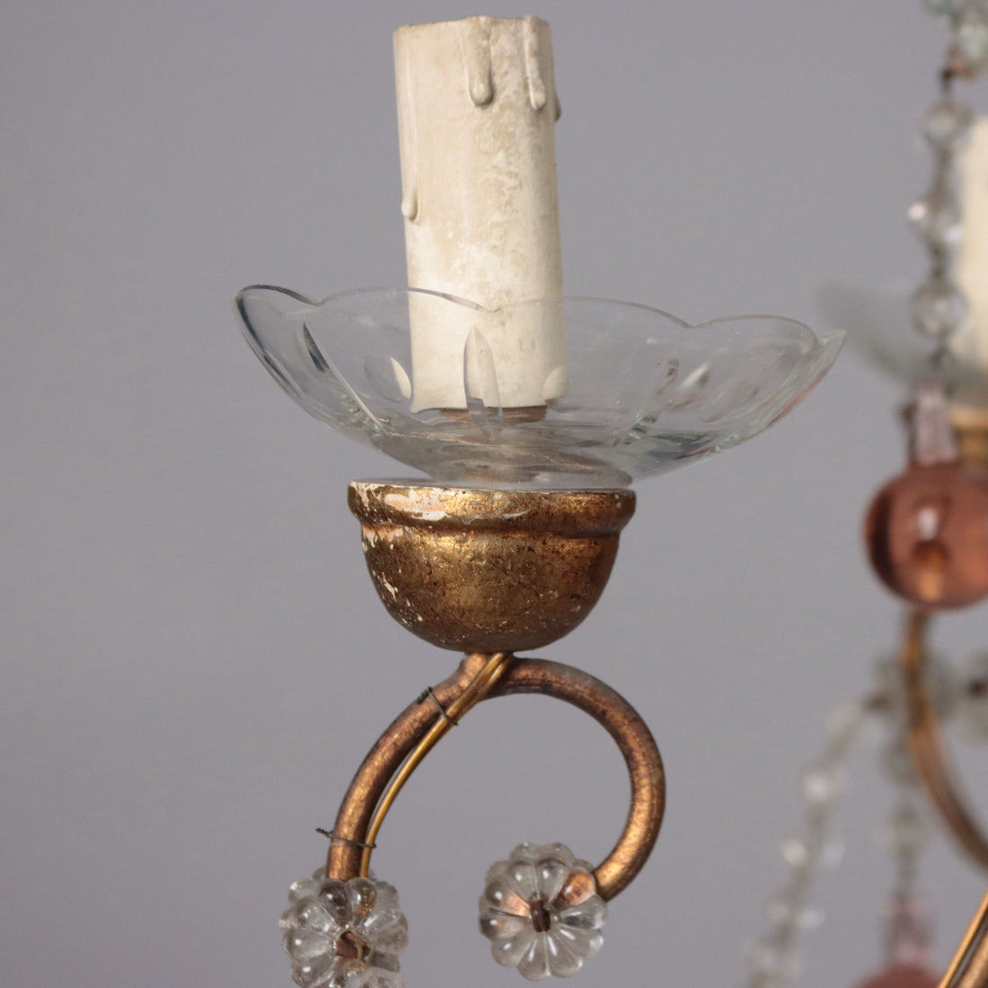 Antique 6 Light Chandelier Metal Glass Italy XX Century - Italy, Early XX Century | Antiques  Lighting