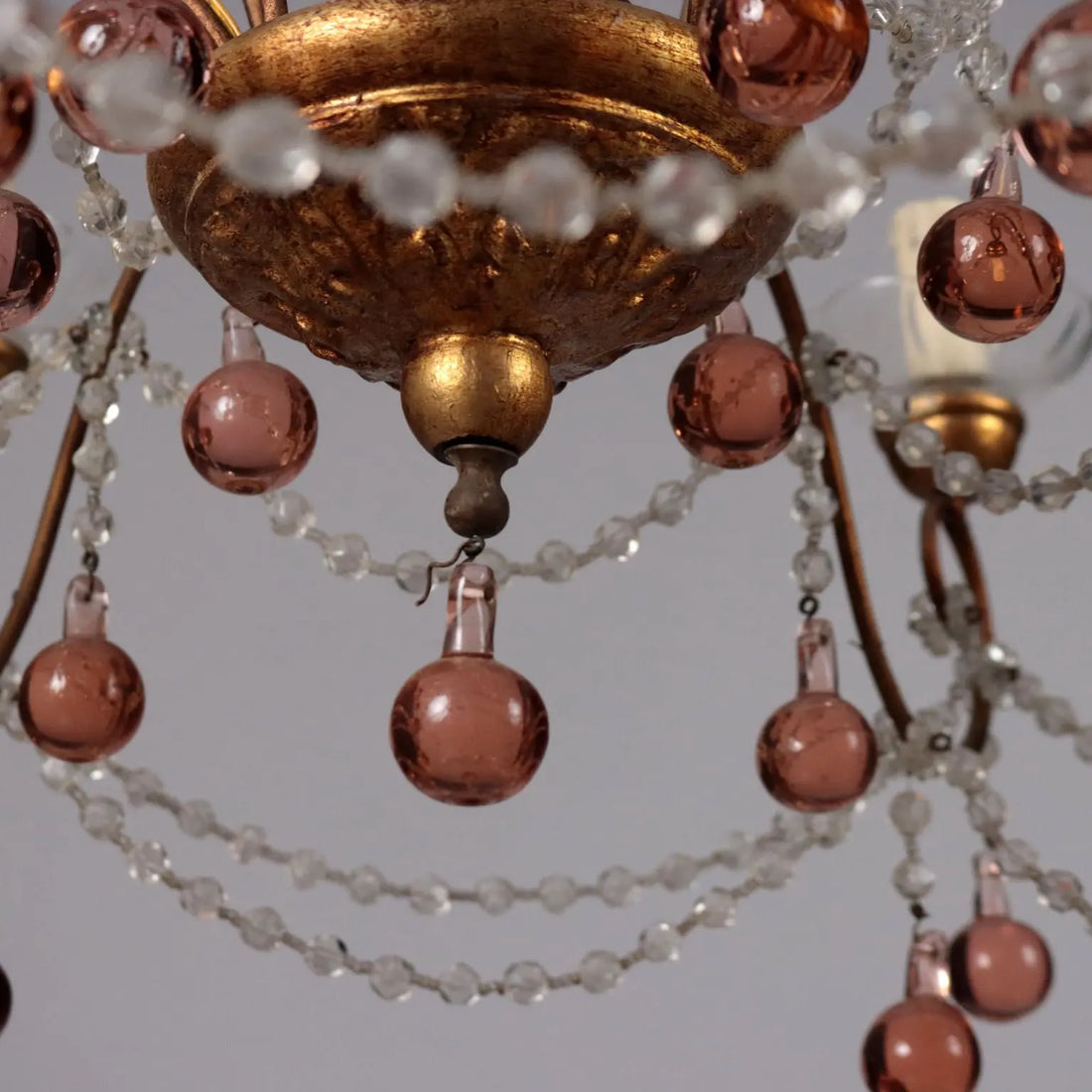 Antique 6 Light Chandelier Metal Glass Italy XX Century - Italy, Early XX Century | Antiques | Lighting