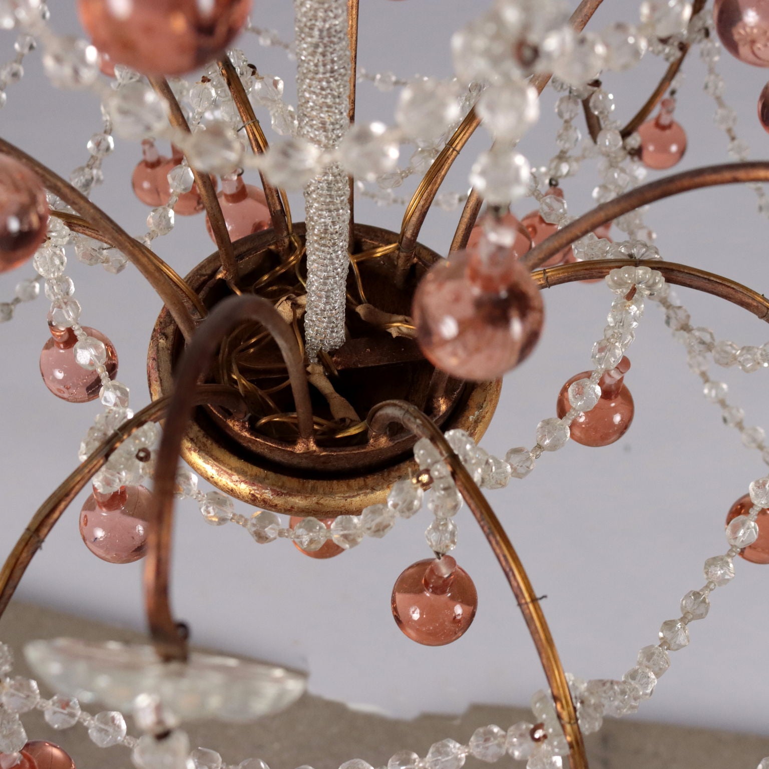 Antique 6 Light Chandelier Metal Glass Italy XX Century - Italy, Early XX Century | Antiques  Lighting