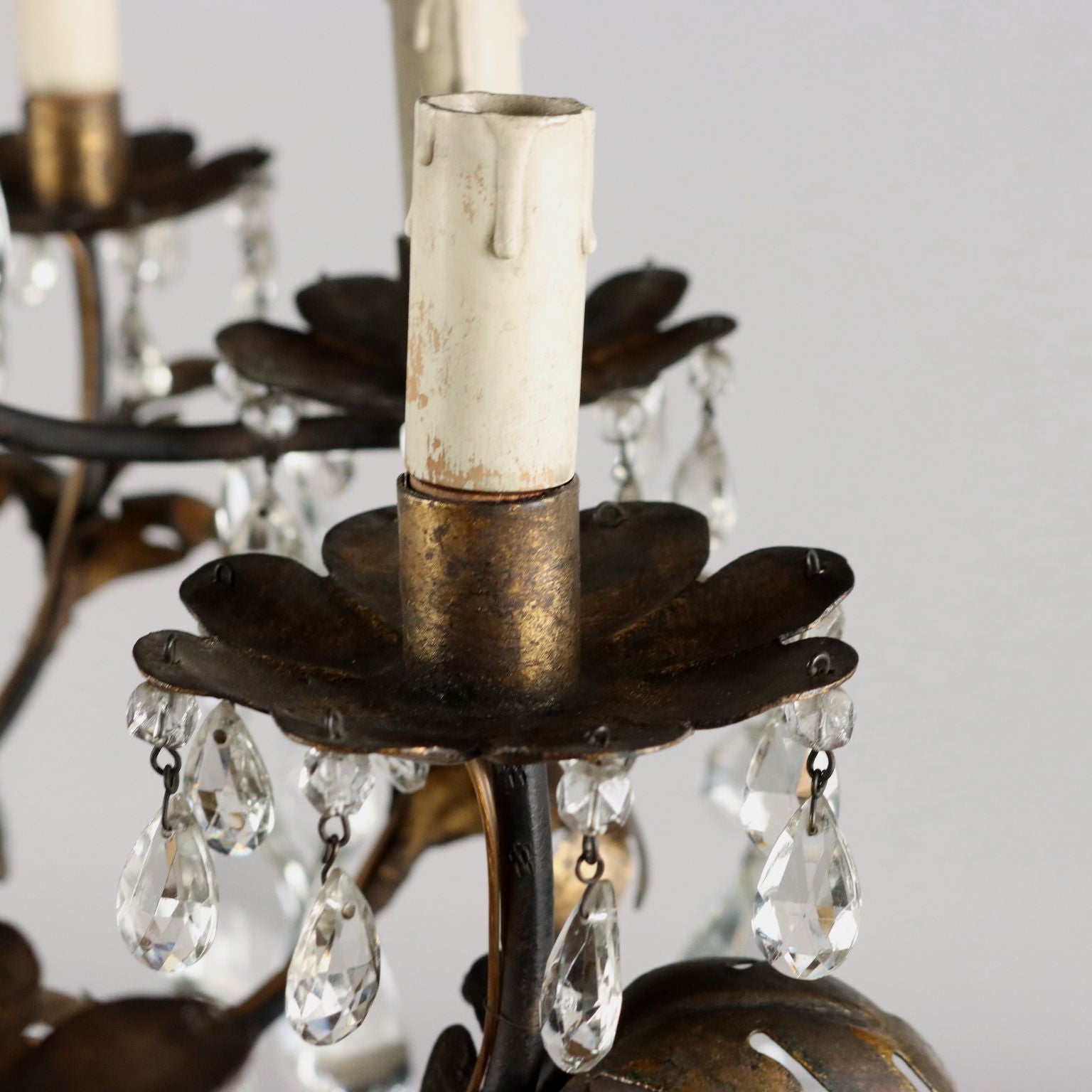 Antique 12 Light Chandelier Glass Metal Italy XX Century - Italy XX Century | Antiques  Lighting