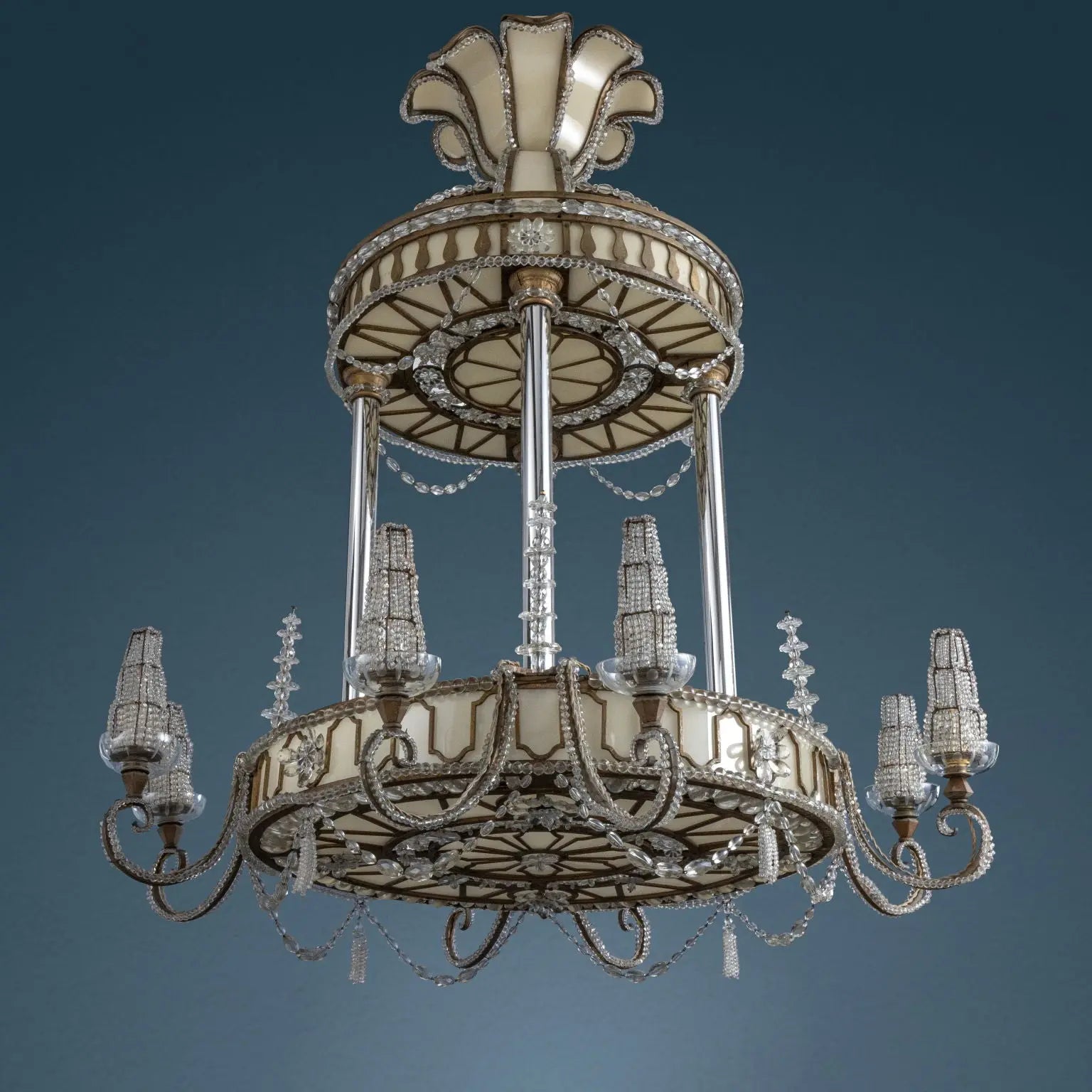 Art Deco Chandelier in Iron and Glass, Early 20th Century Italy