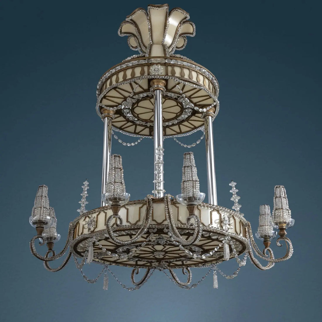Art Deco Chandelier in Iron and Glass, Early 20th Century Italy