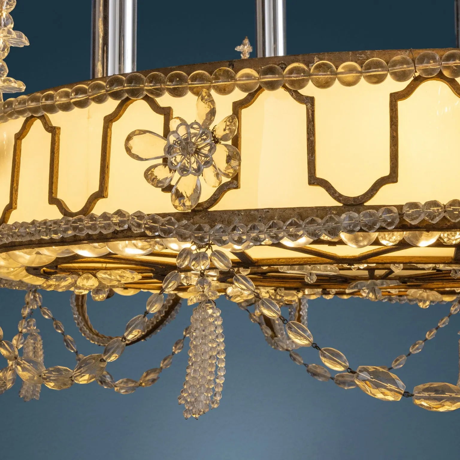 Art Deco Chandelier in Iron and Glass, Early 20th Century Italy