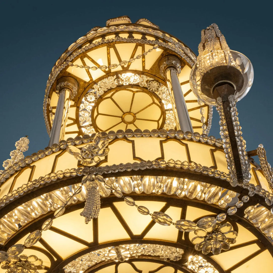 Art Deco Chandelier in Iron and Glass, Early 20th Century Italy