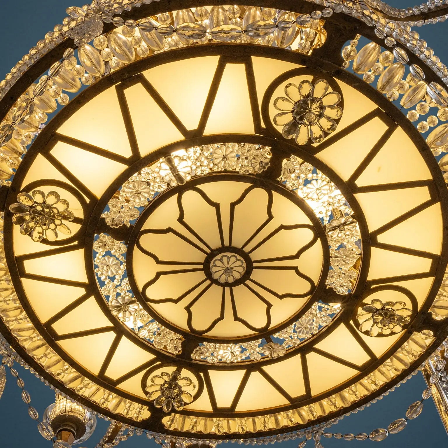 Art Deco Chandelier in Iron and Glass, Early 20th Century Italy