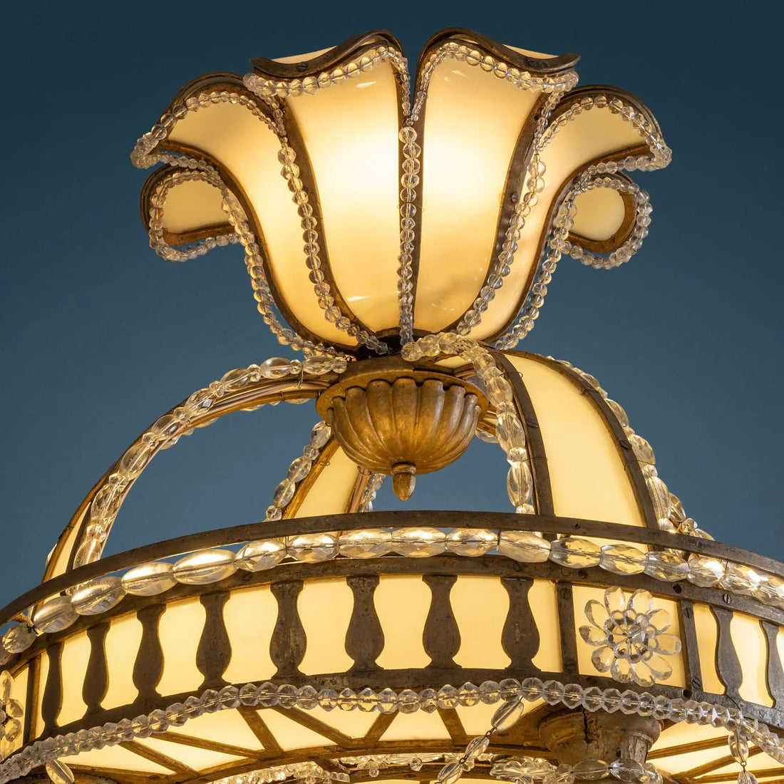 Art Deco Chandelier in Iron and Glass, Early 20th Century Italy