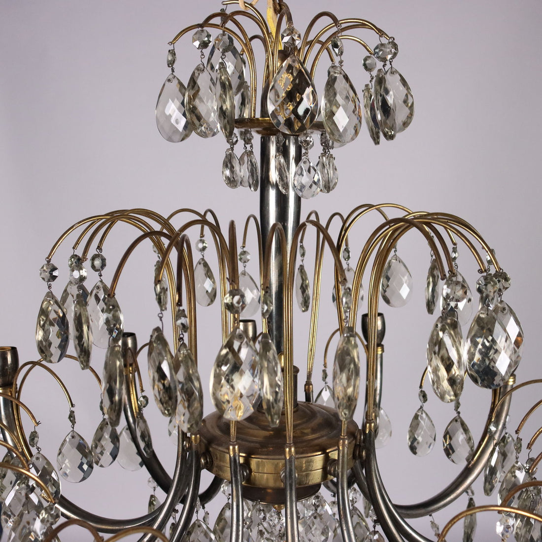 Antique 1930s-40s Chandelier Brass Crystal Italy - Italy, 1930s-1940s | Antiques  Lighting