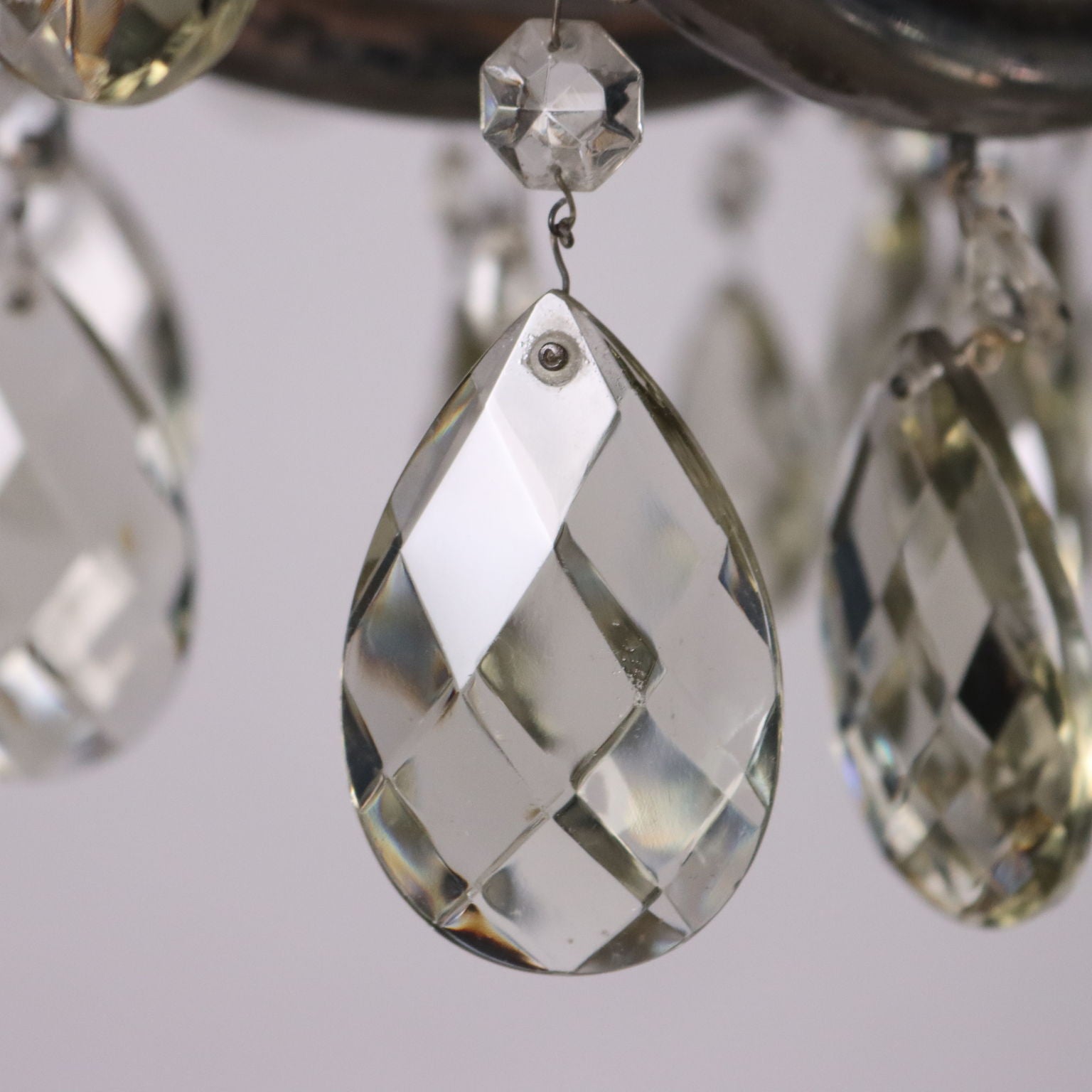 Antique 1930s-40s Chandelier Brass Crystal Italy - Italy, 1930s-1940s | Antiques  Lighting