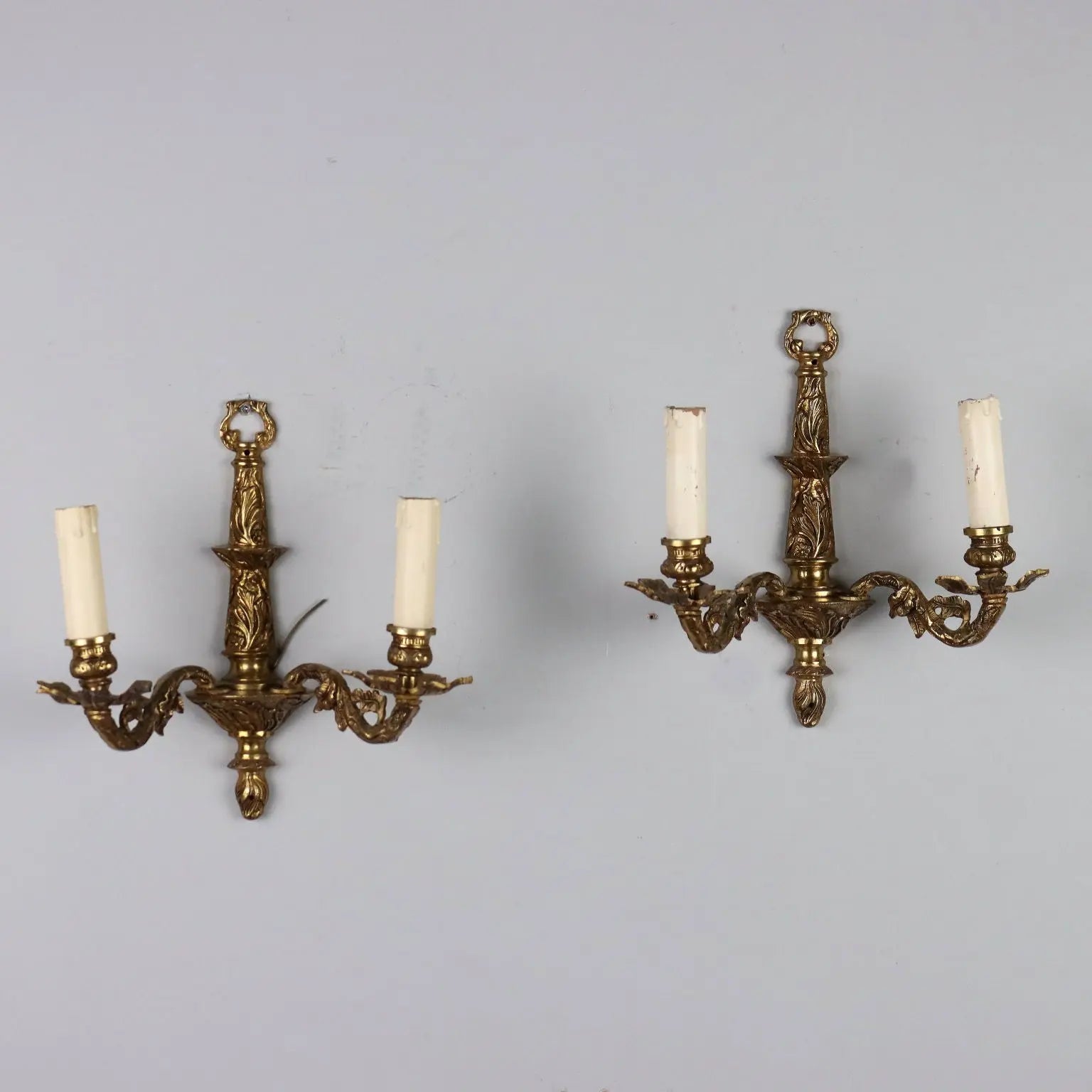 Pair of Rococo Gilt Bronze Sconces