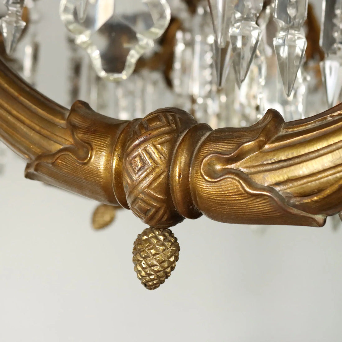 Antique Chandelier Gilded Bronze Glass Italy Late XIX Century