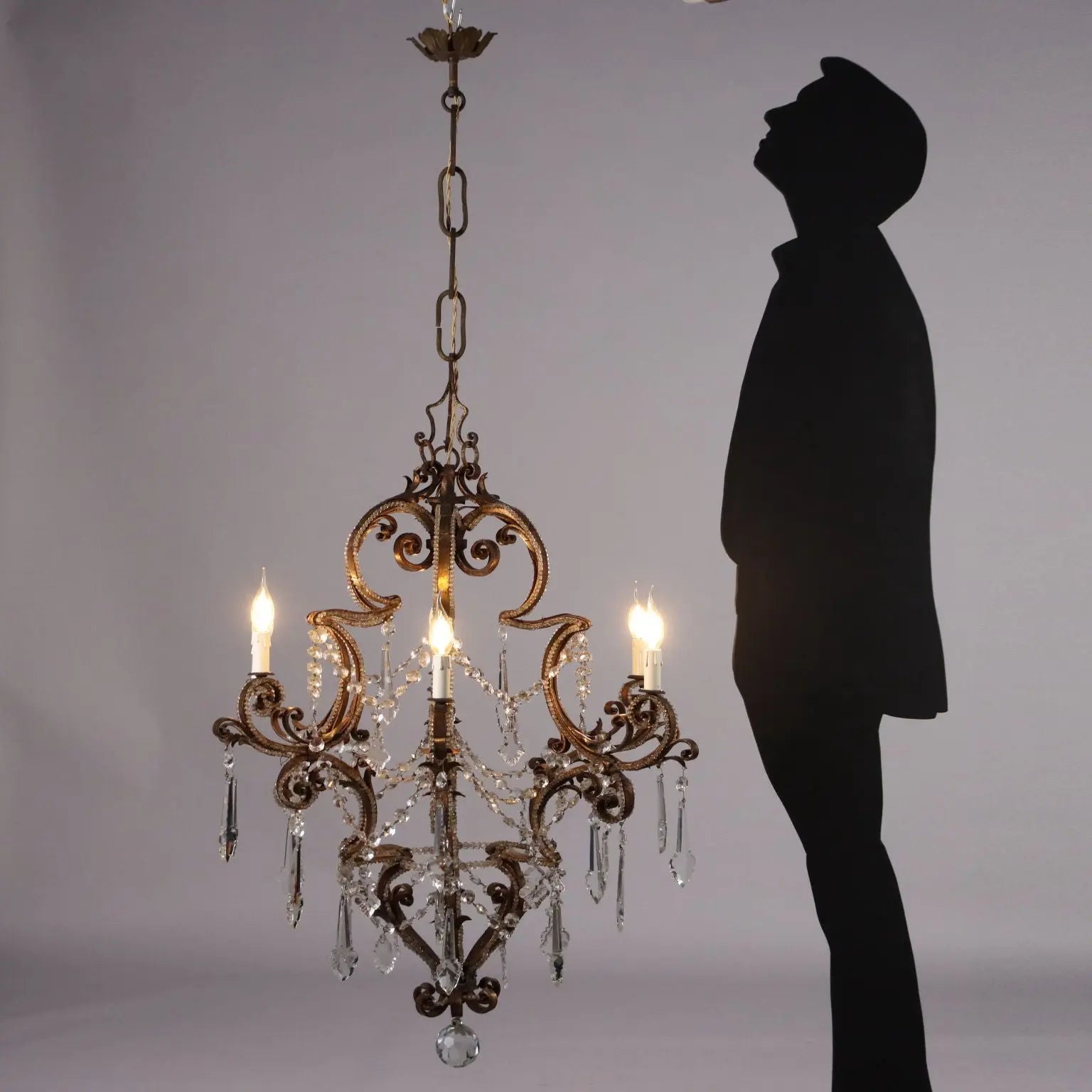 Antique 6 Lights Chandelier Wrought Iron Italy XIX Century - Italy, Mid XIX Century | Antiques | Lighting